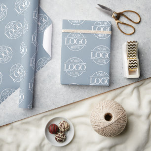 Aangepast Zakelijk Logo Merk Scandinavisch Blauw Cadeaupapier