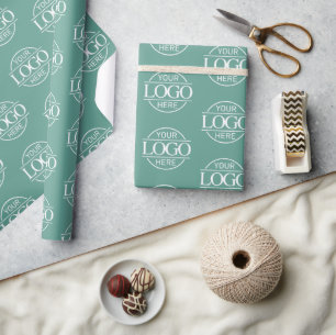 Aangepast zakelijk logo merkpromotie teal cadeaupapier