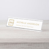 Aangepast zakelijk Logo Modern Boss Gold Bureau Naambordje (Voorkant)