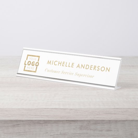 Aangepast zakelijk Logo Modern Boss Gold Bureau Naambordje (Voorkant)