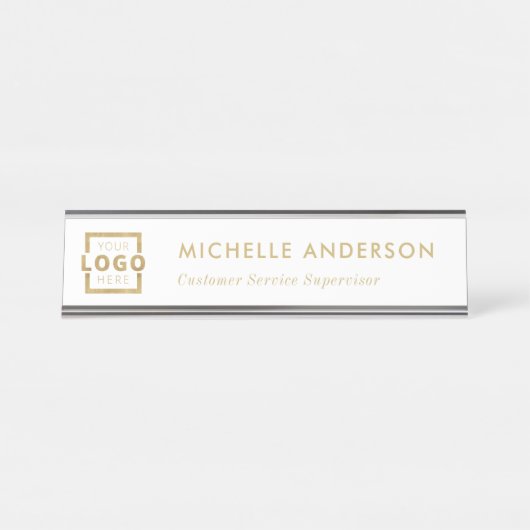 Aangepast zakelijk Logo Modern Boss Gold Bureau Naambordje (Voorkant)