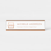 Aangepast zakelijk Logo Modern Boss Roos Gold Bureau Naambordje (Voorkant)