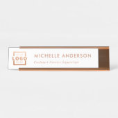 Aangepast zakelijk Logo Modern Boss Roos Gold Bureau Naambordje (Voorkant)