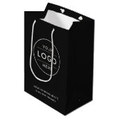 Aangepast zakelijk logo modern houtskool ivoor medium cadeauzakje (Voorkant Gekanteld)