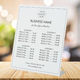Aangepast Zakelijk Logo Modern Menu Prijslijst  Reclamebord Met Voetstuk