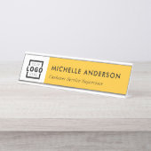 Aangepast zakelijk Logo Modern werknemer Geel Bureau Naambordje (Voorkant)
