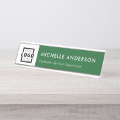 Aangepast zakelijk Logo Modern werknemer Groen Bureau Naambordje (Voorkant)