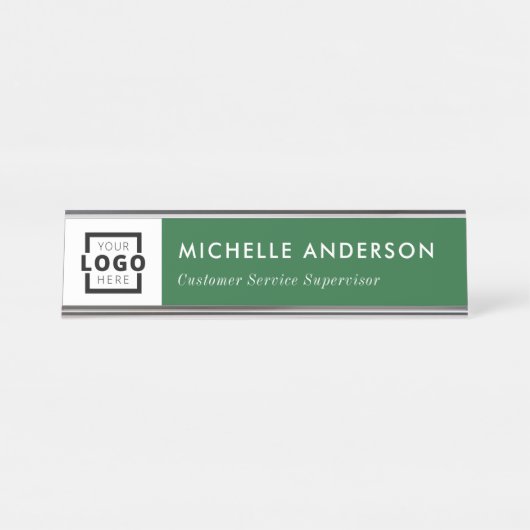 Aangepast zakelijk Logo Modern werknemer Groen Bureau Naambordje (Voorkant)