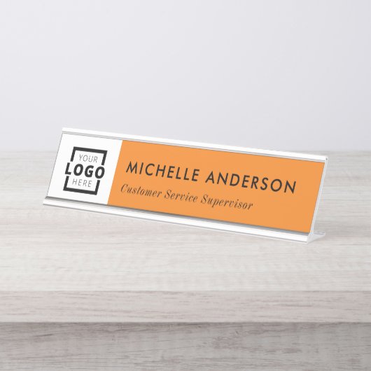Aangepast zakelijk Logo Modern werknemer Sinaasapp Bureau Naambordje (Voorkant)
