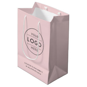 Aangepast Zakelijk Logo Modern Zacht Roze Koolgrij Medium Cadeauzakje