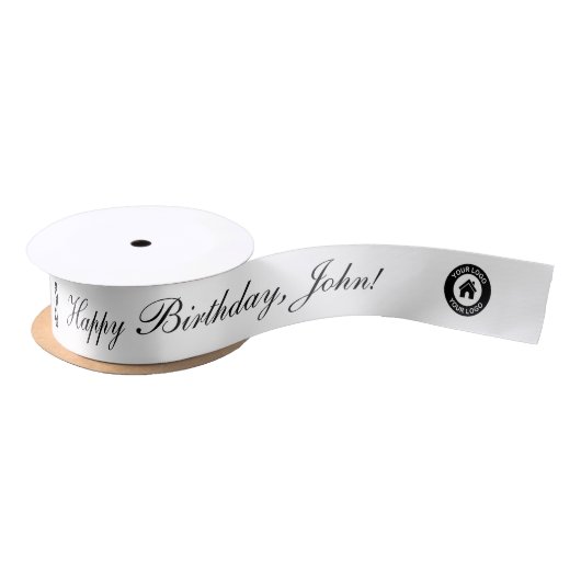 Aangepast zakelijk Logo patroon en tekst Satijnen Lint (Spoel)