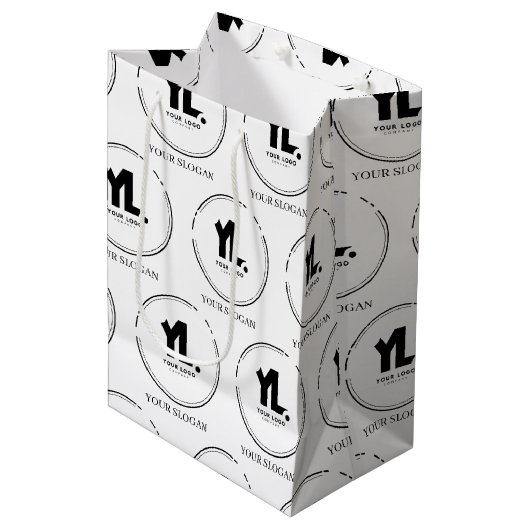 Aangepast zakelijk logo professioneel medium cadeauzakje (Voorkant Gekanteld)
