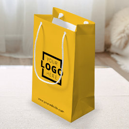 Aangepast zakelijk logo promotioneel geel winkelen klein cadeauzakje