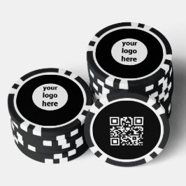 Aangepast zakelijk logo promotionele QR-code zwart Poker Chips