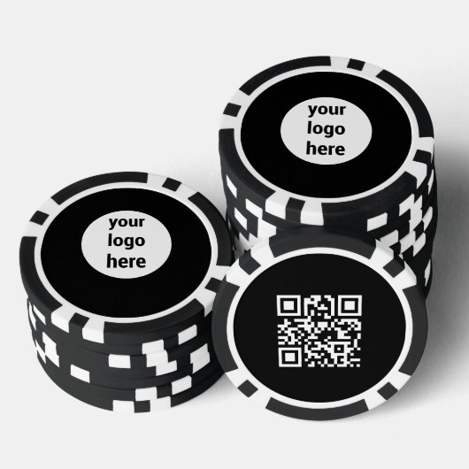 Aangepast zakelijk logo promotionele QR-code zwart Poker Chips (Opstapeling)