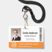 Aangepast zakelijk logo streepjescode foto van wer badge (Voorzijde met lanyard)