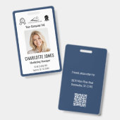 Aangepast zakelijk logo Werknemer QR-code Blauwe I Badge (Voor- en achterkant)