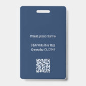 Aangepast zakelijk logo Werknemer QR-code Blauwe I Badge (Achterkant)