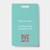 Aangepast zakelijk logo Werknemer QR-code Teal ID Badge (Achterkant)