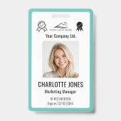 Aangepast zakelijk logo Werknemer QR-code Teal ID Badge (Voorzijde)