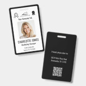 Aangepast zakelijk logo Werknemer QR-code Zwart ID Badge (Voor- en achterkant)