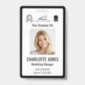 Aangepast zakelijk logo Werknemer QR-code Zwart ID Badge (Voorzijde)