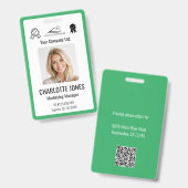 Aangepast zakelijk logo Werknemer QR-code Zwart ID Badge (Voor- en achterkant)