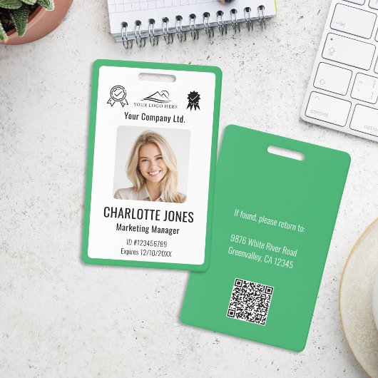 Aangepast zakelijk logo Werknemer QR-code Zwart ID Badge