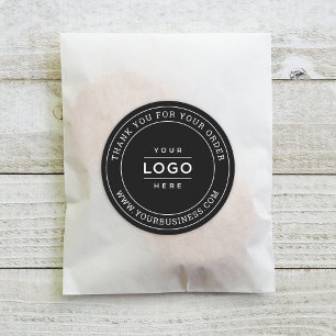 Aangepast Zakelijk Logo Zwart Bestel Website Ronde Sticker