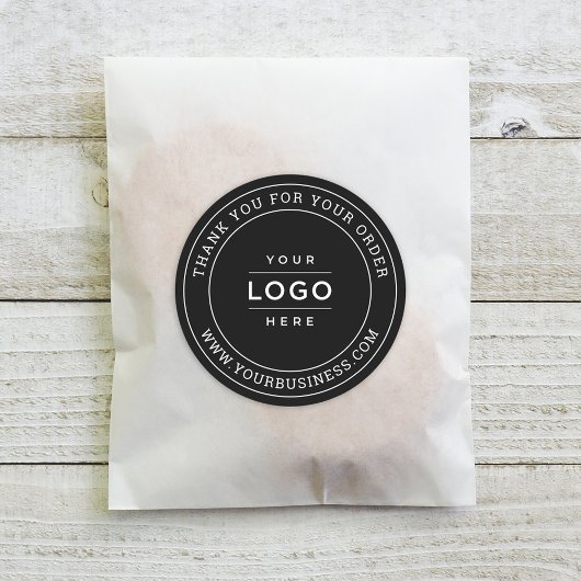 Aangepast Zakelijk Logo Zwart Bestel Website Ronde Sticker