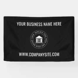 Aangepast zakelijk logo | Zwart minimalistisch mod Spandoek