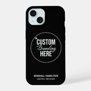 Aangepast zakelijk logo zwart modern professioneel iPhone 15 case