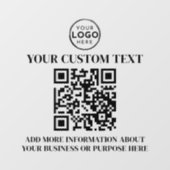 Aangepast zakelijk logo zwart wit tekst QR-code Raamsticker (Vel)
