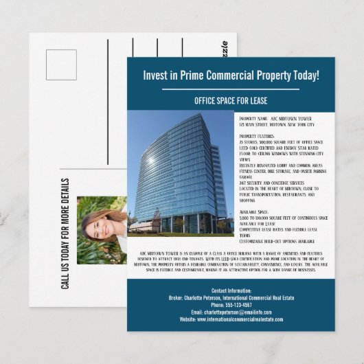 Aangepast zakelijk onroerend goed briefkaart (Voorkant / Achterkant)