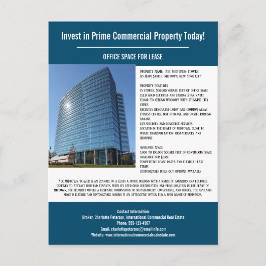 Aangepast zakelijk onroerend goed briefkaart (Voorkant)