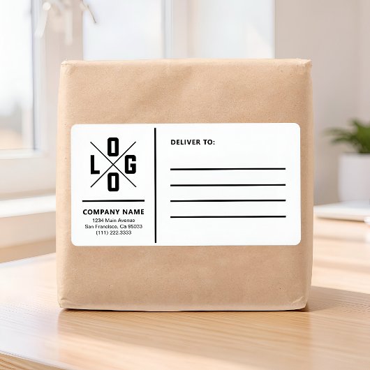 Aangepast zakelijk verzendadres met logo etiket