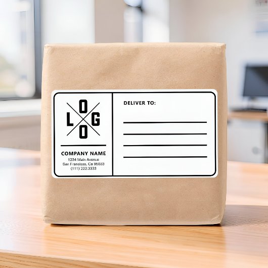 Aangepast zakelijk verzendadres met logo etiket