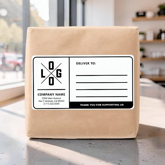 Aangepast zakelijk verzendadres met logo etiket