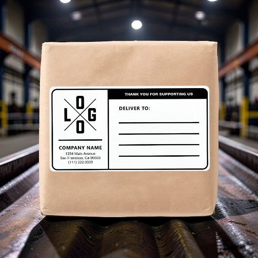 Aangepast zakelijk verzendadres met logo etiket