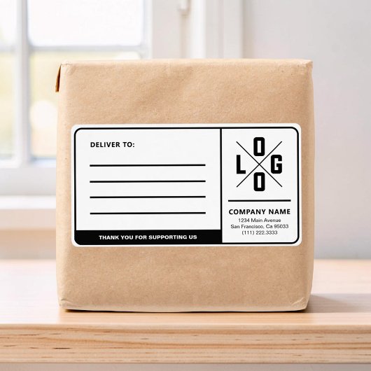 Aangepast zakelijk verzendadres met logo etiket