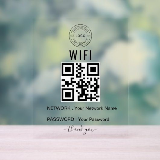 Aangepast zakelijk WiFi-bord met logo en QR-code Acryl Bord (Neutraal)