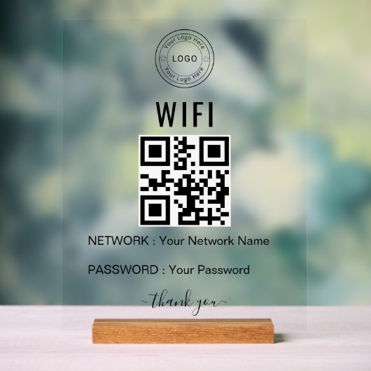 Aangepast zakelijk WiFi-bord met logo en QR-code Acryl Bord (Neutraal)