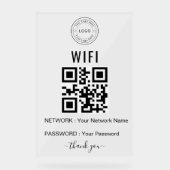 Aangepast zakelijk WiFi-bord met logo en QR-code Acryl Bord (Voorkant)
