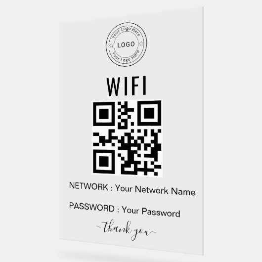 Aangepast zakelijk WiFi-bord met logo en QR-code Acryl Bord (Hoek)