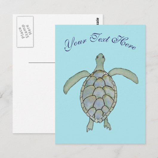 Aangepast Zee Turtle Briefkaart (Voorkant / Achterkant)