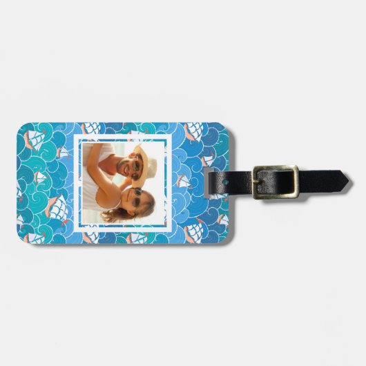 Aangepast Zee voor foto's met rotatieschema Bagagelabel (Voorkant horizontaal)