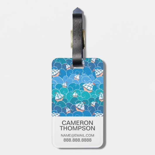 Aangepast Zee voor foto's met rotatieschema Bagagelabel (Achterkant verticaal)