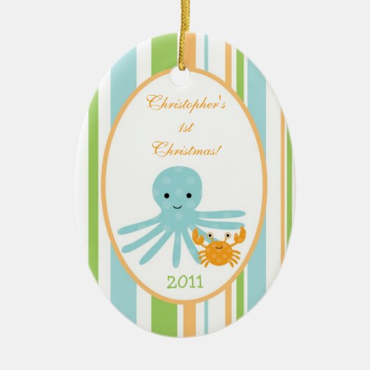 Aangepast Zee voor gepersonaliseerd zeeornament St Keramisch Ornament (Voorkant)