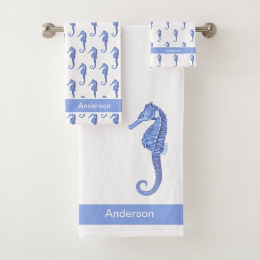 Aangepast Zee voor zeezeug zeepaard Blauw Bad Handdoek (Insitu)