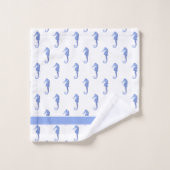 Aangepast Zee voor zeezeug zeepaard Blauw Bad Handdoek (Wasdoekje)